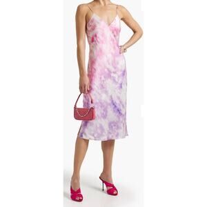 Cami NYC Raven 100% Silk Tie Dye Slip Dress XS Pink Purple Ombre Midi